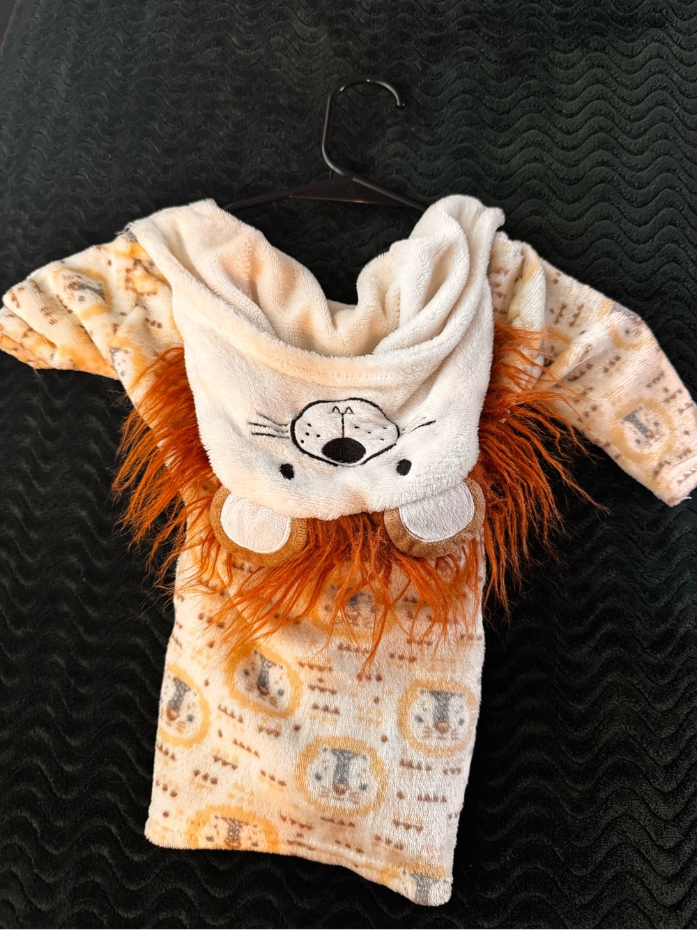 Kids Plush Lion Hooded Pajama Robe - Cream and Orange